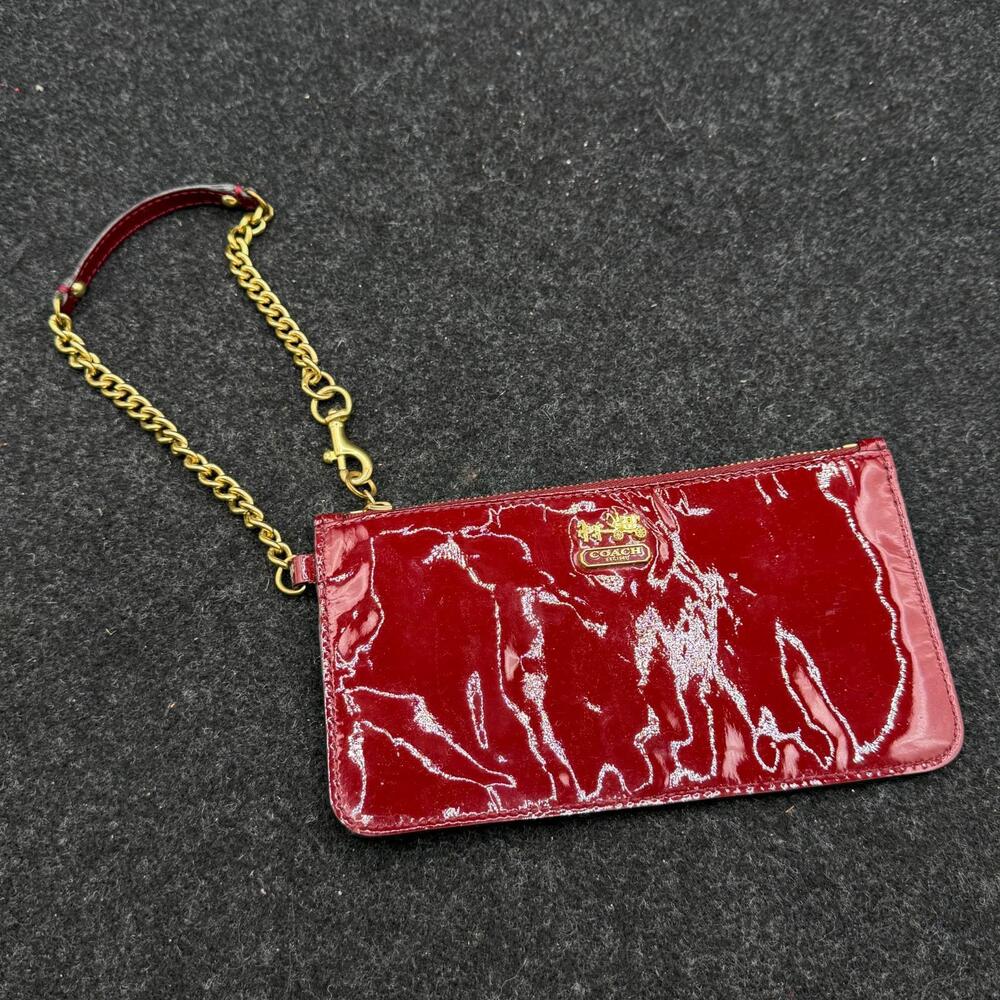 Coach 47941 Madison Crimson Patent Leather Slim Wristlet Wallet